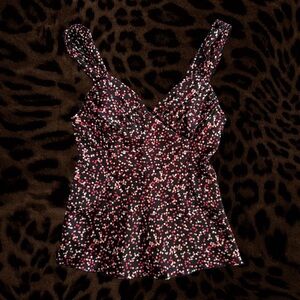 Y2K My Michelle Black and Pink Polka Dot Camisole